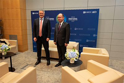 2021 Ministerial Council Meeting: OECD Secretary-General, Mathias Cormann and Mr. Bogdan Aurescu, Romanian Minister of Foreign Affairs.